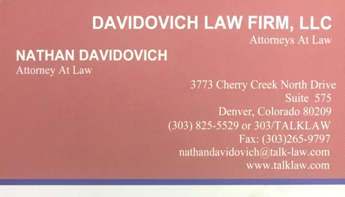 Davidovich Law Firm Business Card
