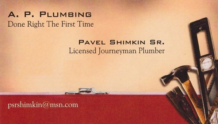 A. P. Plumbing Business Card