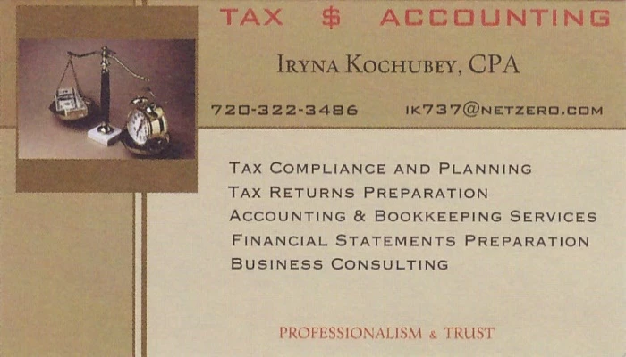 Iryna Kochubey Business Card