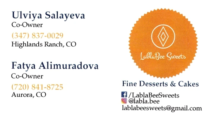 Fine Desserts and Cakes Business Card