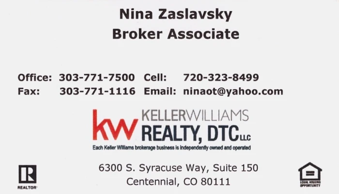 Nina Zaslavsky Business Card