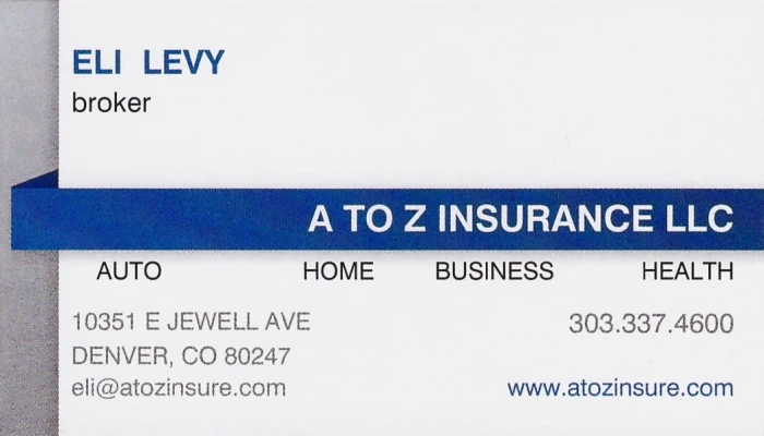 A to Z Insurance LLC Business Card