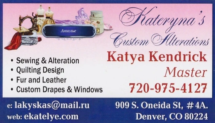 Kateryna's Custom Alterations Business Card