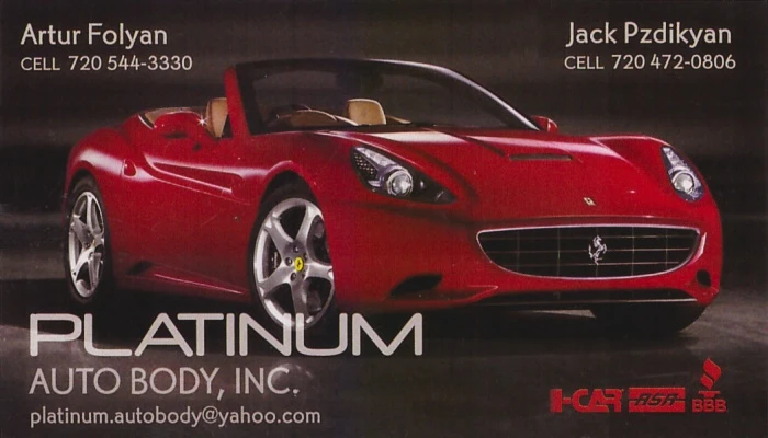 Platinum Auto Body Business Card